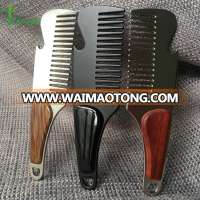 New design metal teeth pocket beard hair comb with wooden handle